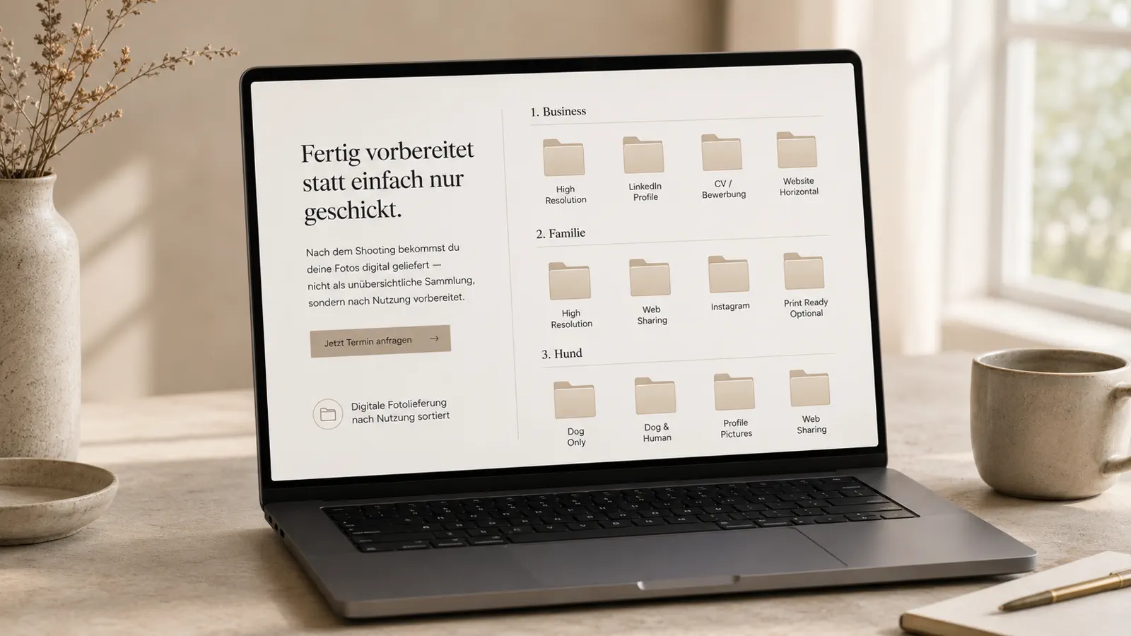 Digitale Fotolieferung nach Nutzung sortiert